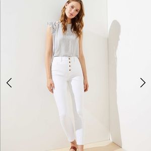 NWT white button front skinny jeans